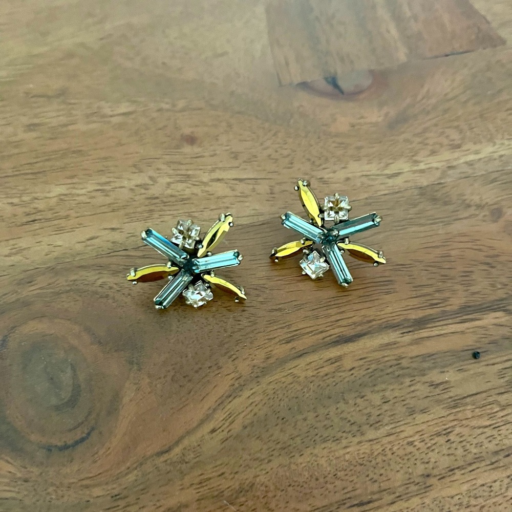Stud post earrings - gold and silver coloring